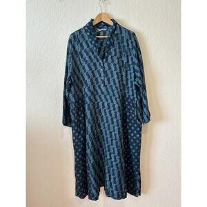 Marketplace Handwork Of India Dress Size 2X Embroidered Button Up Lagenlook Boho